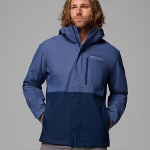 Columbia Men's Hikebound II Blue Hooded Rain Jacket LARGE